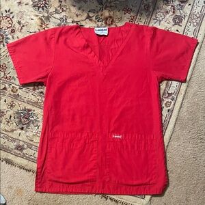 Landau Vivid Red Scrub Top